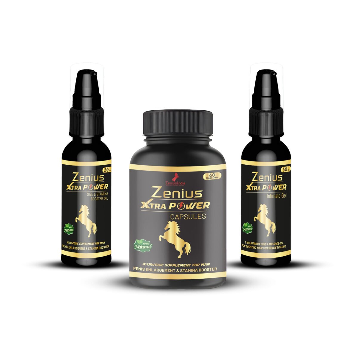 Stamina booster capsule | Sex oil for long time | Lubricating gel | Zenius Xtra Power Kit (60 Cap. 50ml Oil