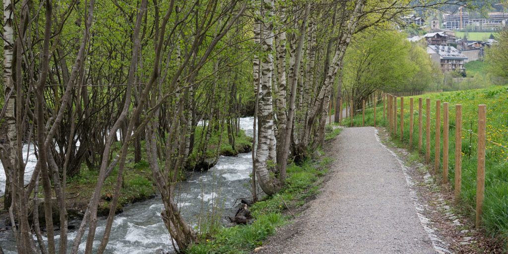 Andorra mountains landscape with people hiking