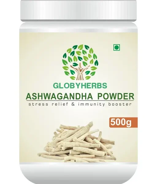 Globyherbs Natural Ashwagandha Powder Helps In Anxiety And Stress/Good For Height Growth/Immunity Booster, Power, Energy, Vitality & Stamina (500Gm)