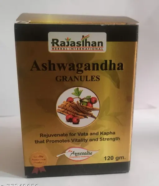 Ashwagandha Granules by Rajasthan Aushdhalaya For Vitality & Strength- Vata | Organic Herbal Supplement | Balances Cortisol Levels | Stress Relief 100% Veg, Natural