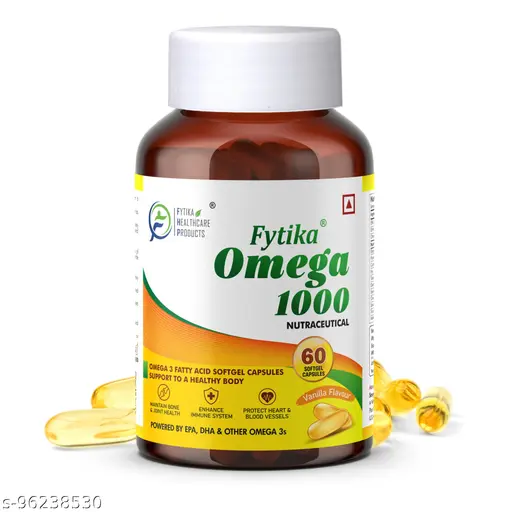 Fytika 1000 Natural Supplement for Heart, Eye, Skin, Brain, Joint & Muscle Support | 3 1000mg Fatty Acid Capsule enriched with EPA 360mg + DHA 240mg and Other Fatty Acids 400mg (60 Capsules)