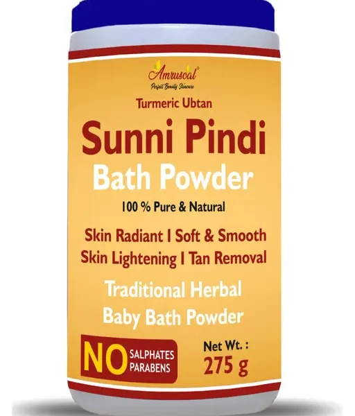 AMRUSOAL Premium Ubtan Sunni Pindi Bath Powder - 275g | Herbal Turmeric Bath Powder | Traditional baby bath powder