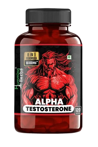 Humming Herbs Alpha Testosterone Booster |120 Caps | 8in1 | 16100mg equvivalent| Powerful Combination of Tongkat Ali, Fadogia,Horny Goat Weed, Beet Root and Arginine
