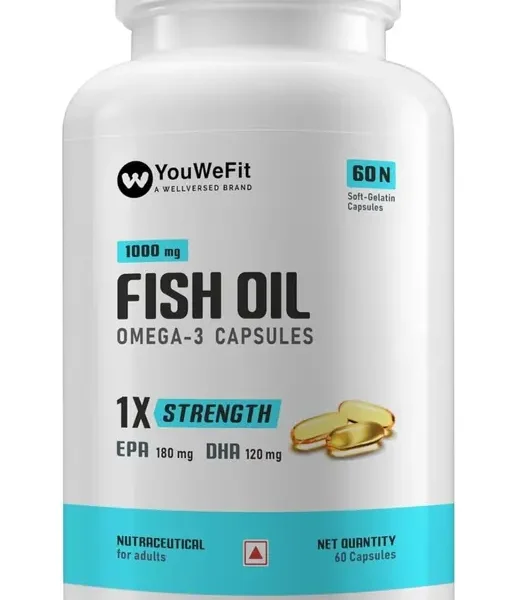 Name New YouWeFit Omega-3 Fish Oil|(60 Capsules)| 1000mg Daily Strength Fish Oil Capsules