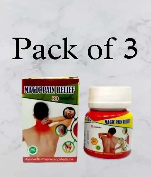 MAGIC PAIN RELIEF AYURVEDIC CAPSULE NATURAL RELIEF FOR ARTHRITIS, MUSCLE, BACK PAIN, JOINT PAIN PACK OF 3 (3 x 30 CAPSULE)