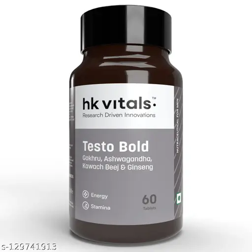 HealthKart HK Vitals Testo Bold, Testosterone Booster for Men, with Gokshura Fruit Extract, Ashwagandha, Safed Musli & Ginseng, for Energy, Stamina, & Strength, 60 Tablets