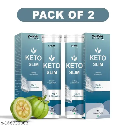 Vokin Biotech Keto Slim With Garcinia Combogia & L- Glutamine For Weight Management |Dietary Supplement |Water Soluble Effervescent (20 Tablets) Pack Of 2