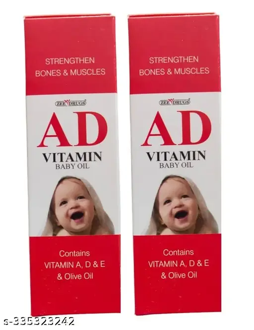 bzgz9_512-1.webp AD Vitamin Baby Oil Contains Vitamin A, D & E & Olive Oil For Strenghten Bones & Muscles 100ml (Pack of 2)