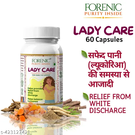 FORENIC LadyCare Vaginal Discharge Relief | Women period pain relief | No more Itching, Smell, Milky, Watery, Thick Discharge Before After Periods | lucoria (leucorrhea) supplements I Women Wellness | White Discharge |multivitamin & calcium | No harmful chemicals | No preservatives - 60 cap