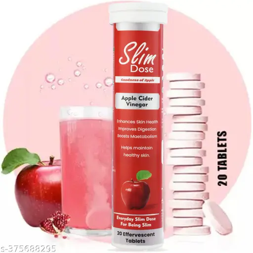 (Weight Loss) Kyosen Apples Cider Vinegar Effervescent Tablet with mother for weight loss I with vitamin B6 & B12 | Pack of 1 (Apples), 20 tablet | 100% vegan | No added Sugar |Easy to carry & consume- 1 Pack Bottle
